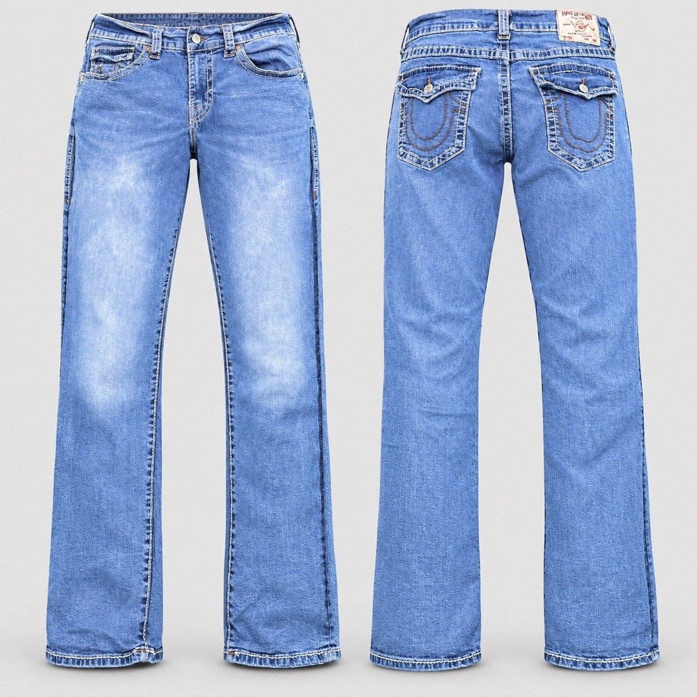 True Religion Geno Relaxed Slim Jeans Mens 34x33 Blue Dark Wash Straight Denim